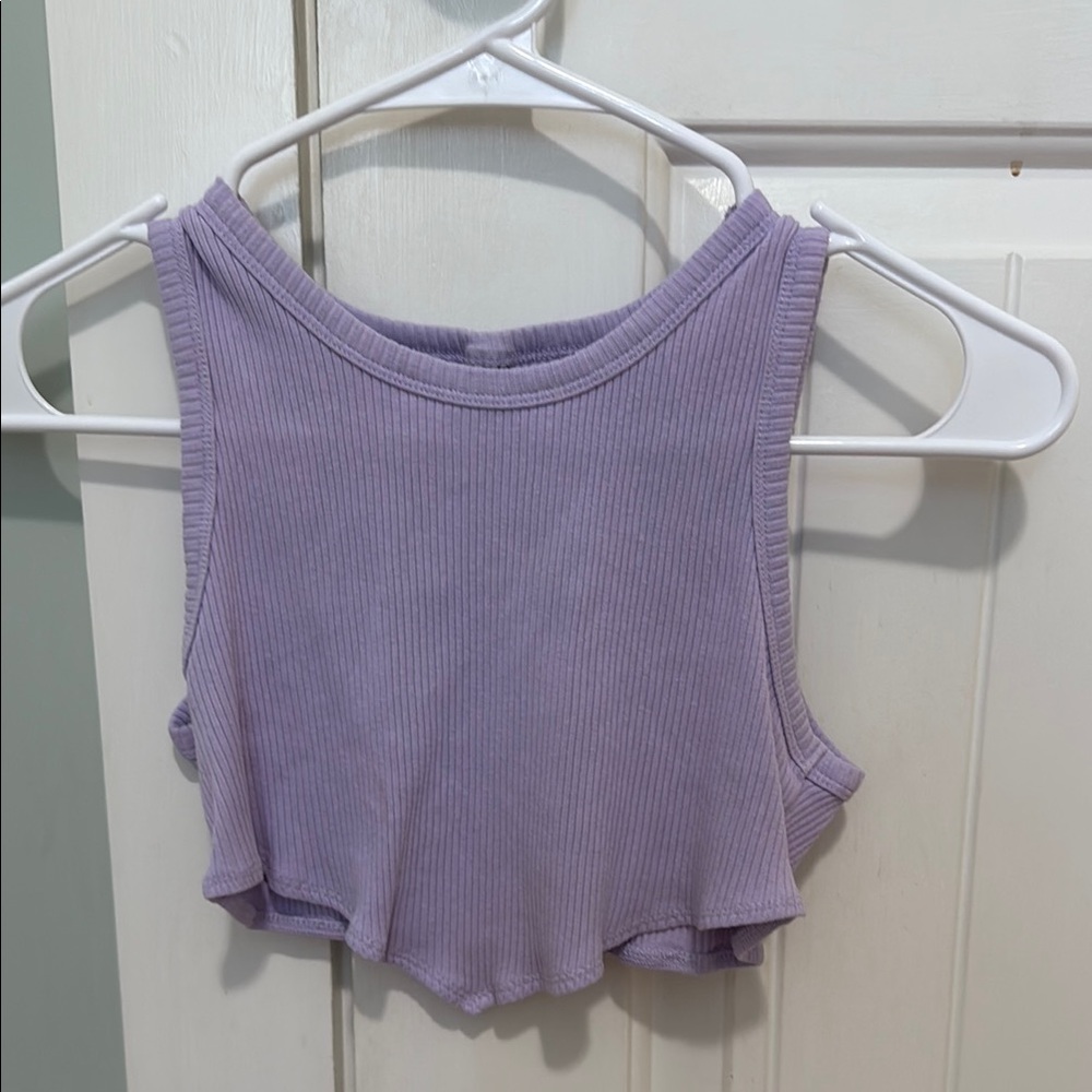 Lavender Sleeveless Ribbed Crop Top